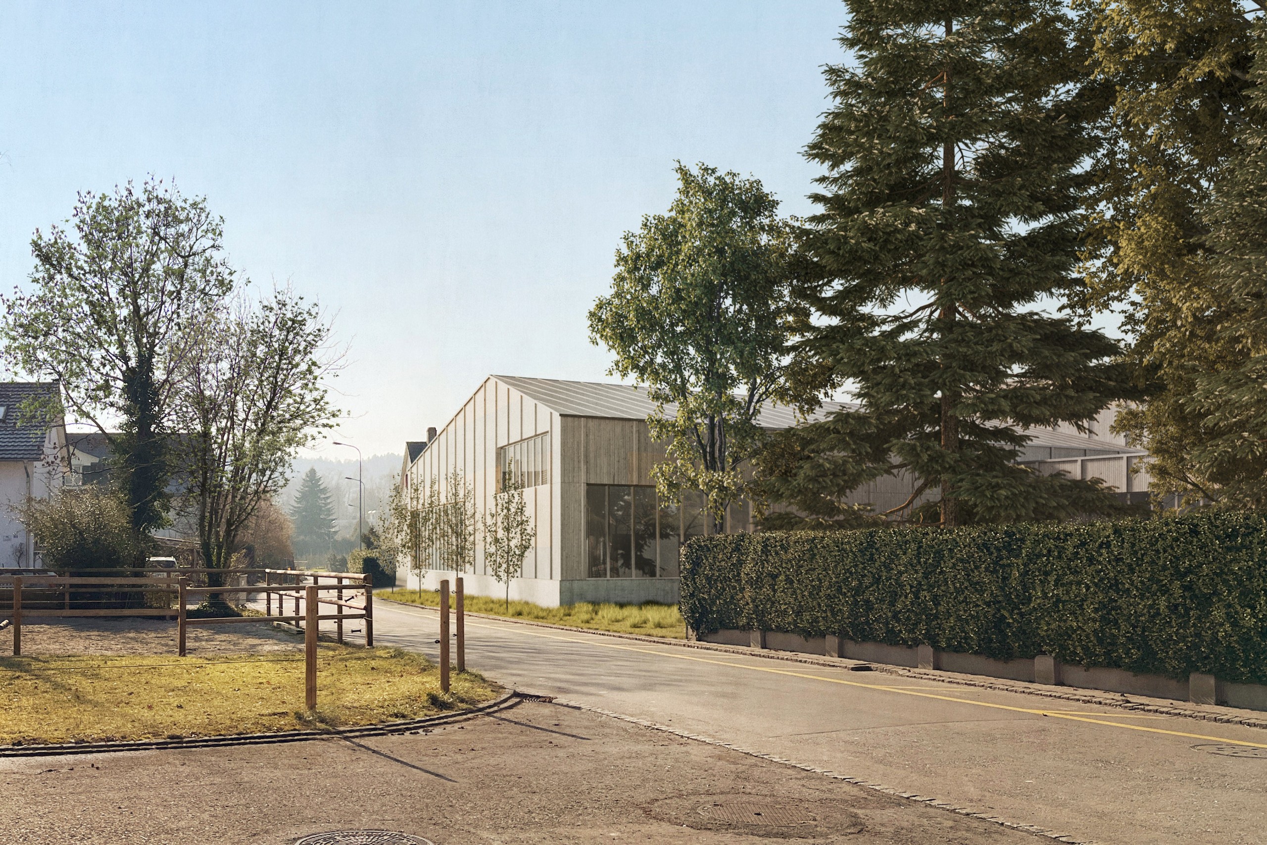 Der Ausbau der Mosterei Möhl lehnt sich an die Optik der bestehenden Neubauten auf dem Areal an. Wie das Tanklager oder das MoMö ist er mit Holzfassaden und Giebeldächern konzipiert. Damit und mit mehreren Gebäudeteilen statt einer riesigen Fassadenfront soll sich die Betriebserweiterung ins Stachener Ortsbild einbetten.